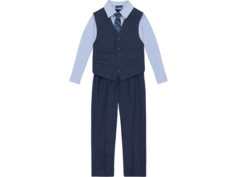 IZOD Boys' 4-Piece Formal Dress Up Suit Set, Vest, Pants, Collared Shirt, and Tie, Tanzanite