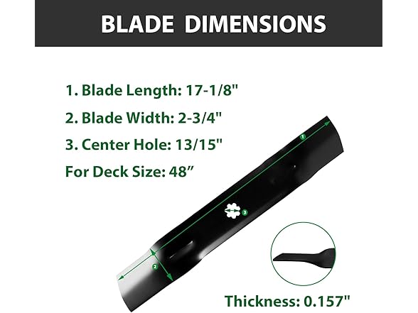 ZALANA 48" Lawn Mower Blades, 3-Pack
