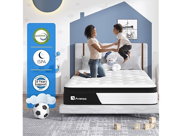 Avenco Twin Mattress 12 Inch, Medium Fir