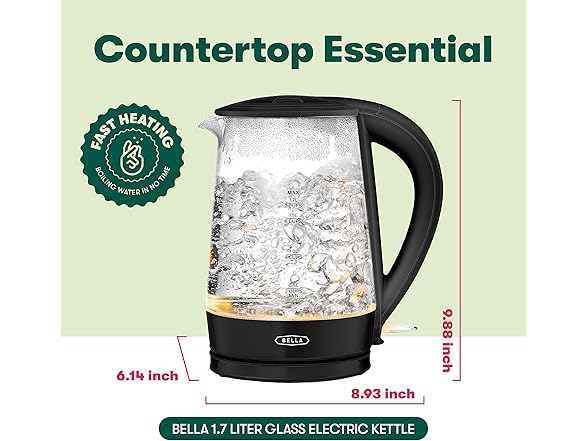 BELLA 1.7 Liter Glass Electric Kettle