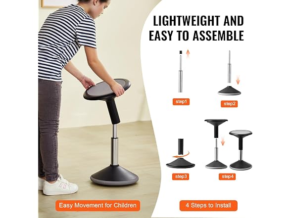 VEVOR Wobble Chair, Height-Adjustable