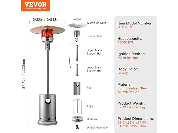 VEVOR 50000BTU Patio Heater