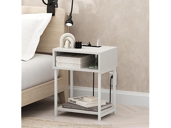 Furinno Moretti Side Table, 3-Tier End Table