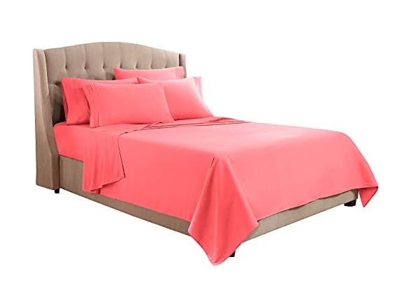 Clara Clark Bed Sheets, King, Coral Pink