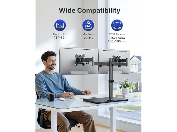 HUANUO Free Standing Dual Monitor Stand