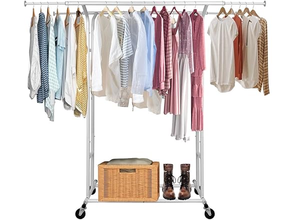  Fishat White Double Rod Garment Rack 