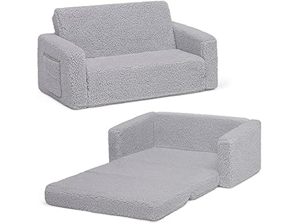 Delta Children Cozee Flip-Out Sherpa 2-in-1 Convertible Sofa to Lounger