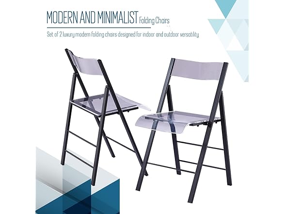 Kasper Flex Modern Acrylic Folding Chairs (2Pk)