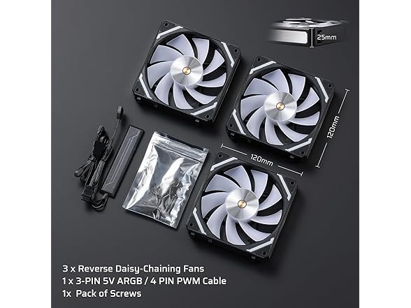 LTC 120mm PC Case Fan, ARGB, Black