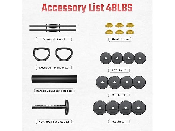 FEIERDUN Adjustable Dumbbells – 48lbs