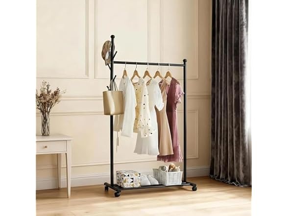Takywep 33.86'' Length Standing Coat Rack with Wheels