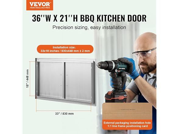 VEVOR BBQ Access Door 36W x 21H Inch