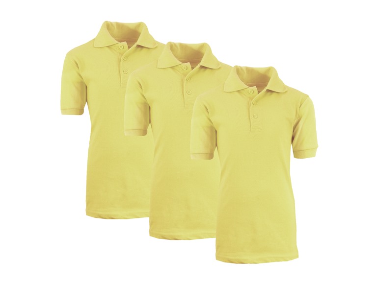 GBH WC-----(3-Pack Boy's Polos) ZBE / YW-YW-YW / 4 4 3PK Boys Short Sleeve School Polo Yellow x3