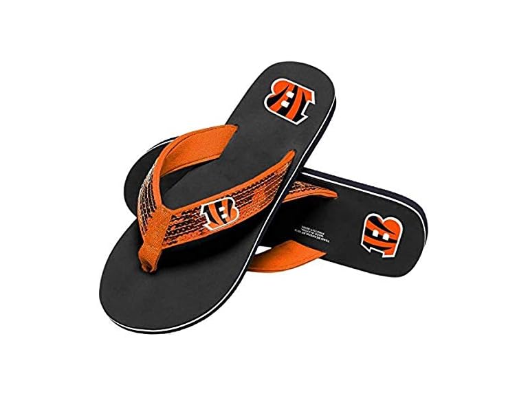 FOCO Cincinnati Bengals NFL Womens Sequin Flip Flops - L - (11-12)