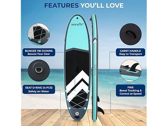 SereneLife 11’ Inflatable SUP