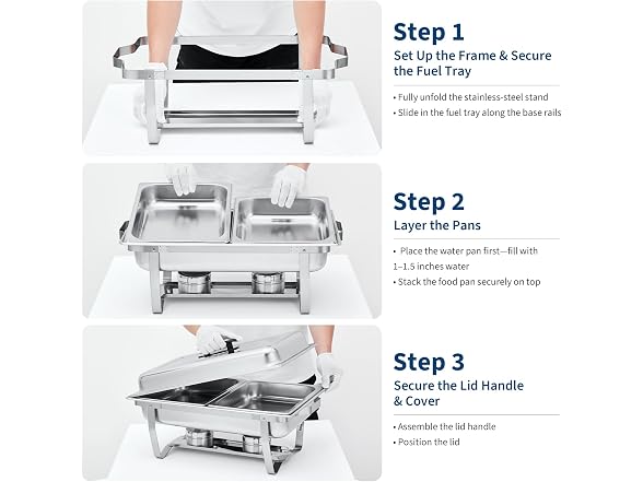 PrecisionAuto Professional Stainless Steel Chafing Dishes – 4-Pack