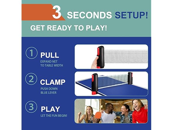 AMORPULSEE Retractable Ping Pong Net