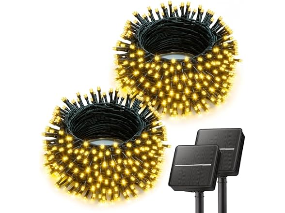 Brightown 2 Pack Solar String Lights Outdoor Waterproof, 80 FT 200 LED