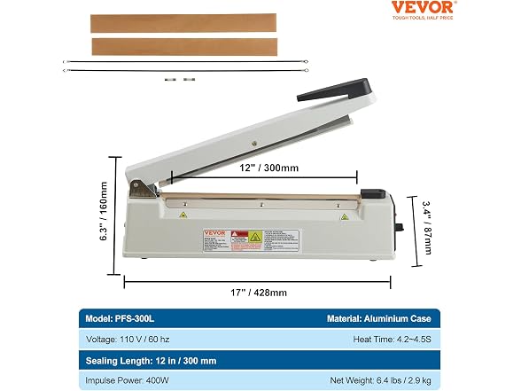 VEVOR Impulse Sealer 12"