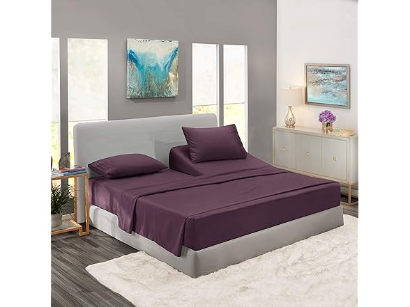 Clara Clark Bed Sheets, King, Purple