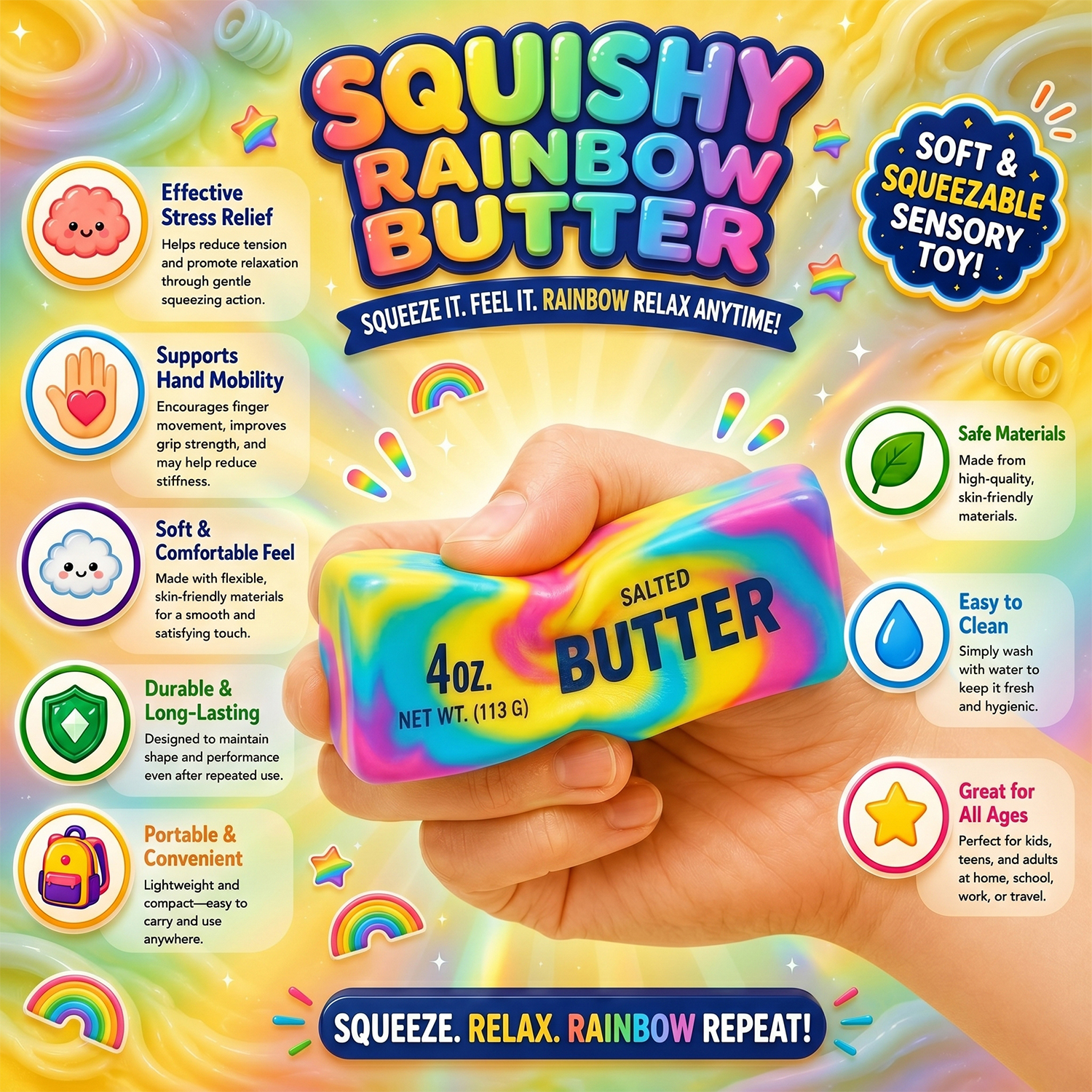 Twilight Squishy Sensory Toys Butter Rainbow - Your Choice - Gallery 14