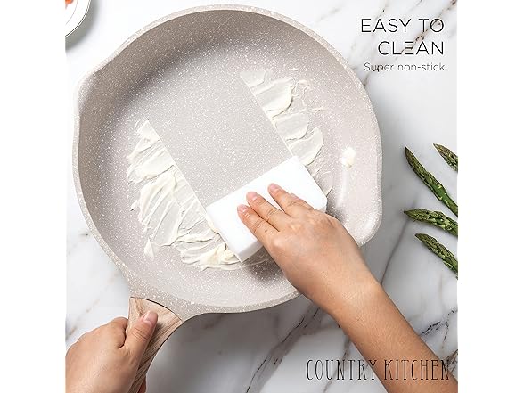 Country Kitchen Non-Stick Cast Aluminum Cookware Cream, 13 Pc.