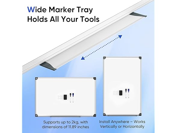 VUSIGN Magnetic White Board Hanging, 36" x 24"