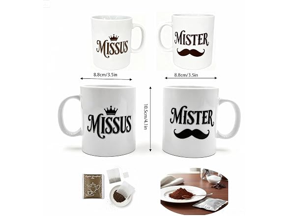 HJOCMLE Couple Mug Set of 2