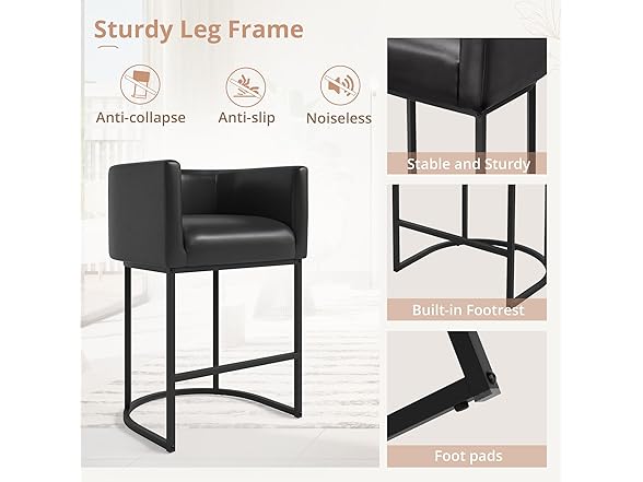 3 Black Counter Height Bar Stools