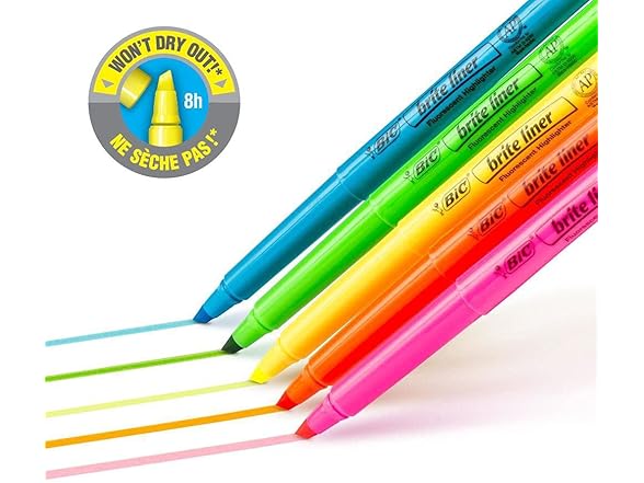 BIC Brite Liner Chisel Tip Highlighters