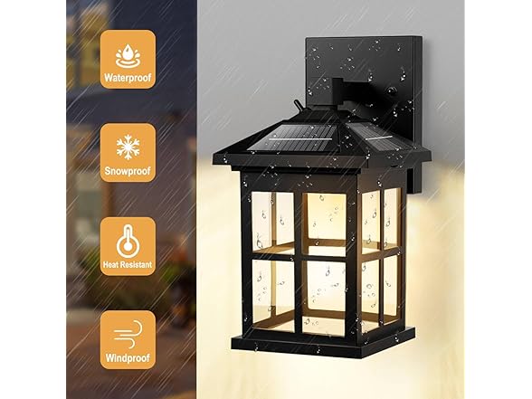 TOWPONICS Solar Wall Lights Outdoor, 2 Pack, Black