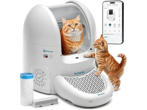 Petcove PurrTek Max Self Cleaning Cat Litter Box