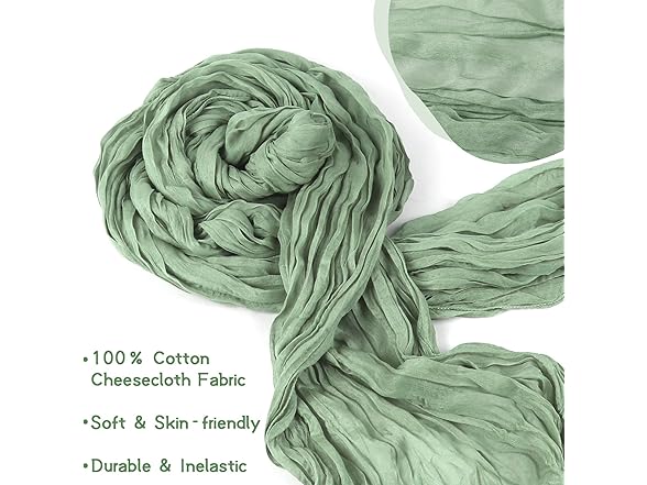 TISEMENT 12 Packs Cheesecloth Table Runne (Sage Green)