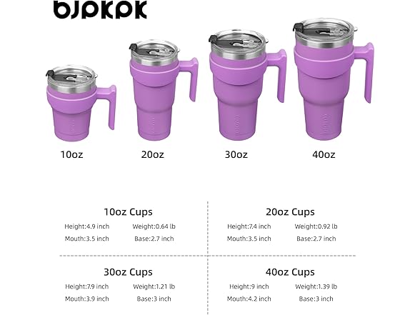 BJPKPK Tumbler With Handle 40 oz Stainless Steel