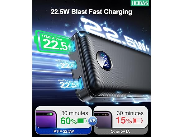 HEIBAS 60,000mAh Portable Charger Power Bank