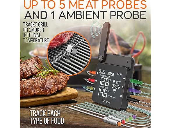 NutriChef WiFi Grill Meat Thermometer