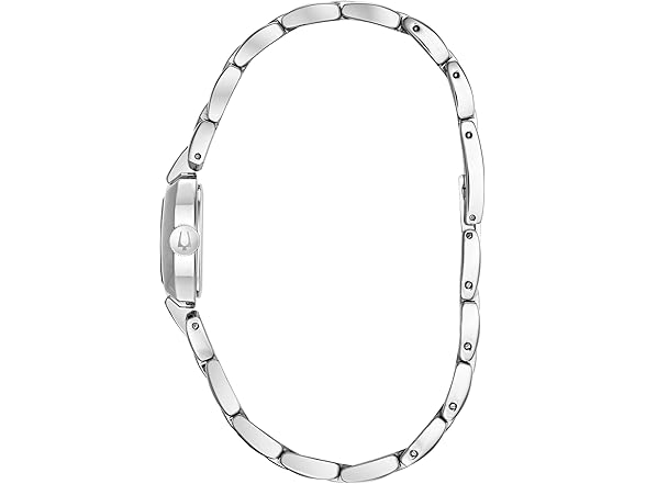 Bulova Ladies' Classic Dress Mini 2-Hand Quartz Watch, Stainless Steel, Arabic Markers, Silver/Blue Accents (Open Box)