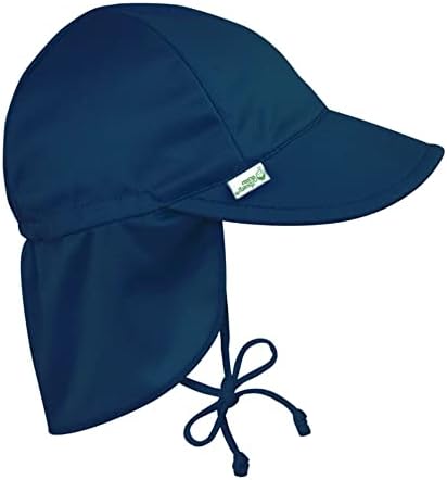 i play. by Green Sprouts Baby & Toddler Flap Sun Protection Hat, All-Day UPF 50+ Sun Protection for Head, Neck & Eyes, Navy, 0-6 Months