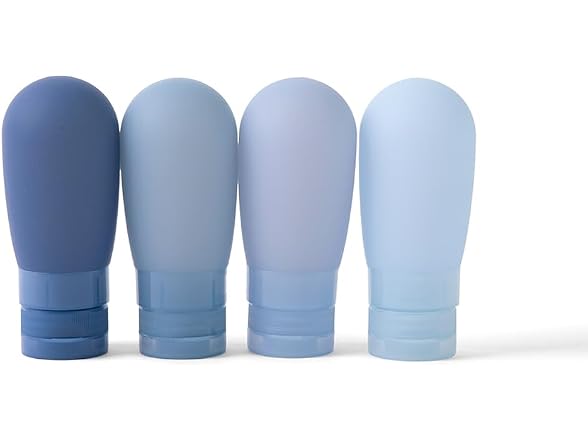 MIAMICA Silicone Bottle Set - Clear/Blue, 8-Piece Set