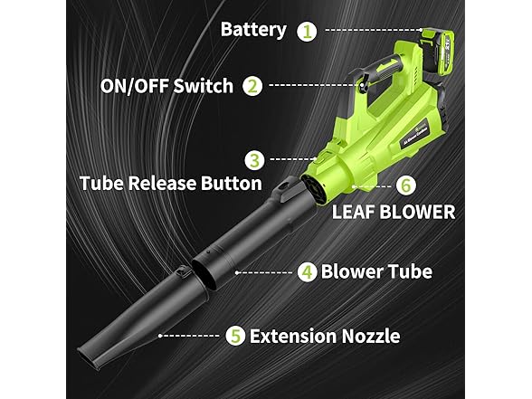 GREENER LB03 Cordless Leaf Blower 2×4.0Ah Battery