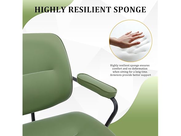 BV Mid Century Modern Office Chair Set of 1, Swivel Rolling Deak Chair with Armrests and Walnut Back, Adjustable Desk Chair for Home Office, Green (Open Box)