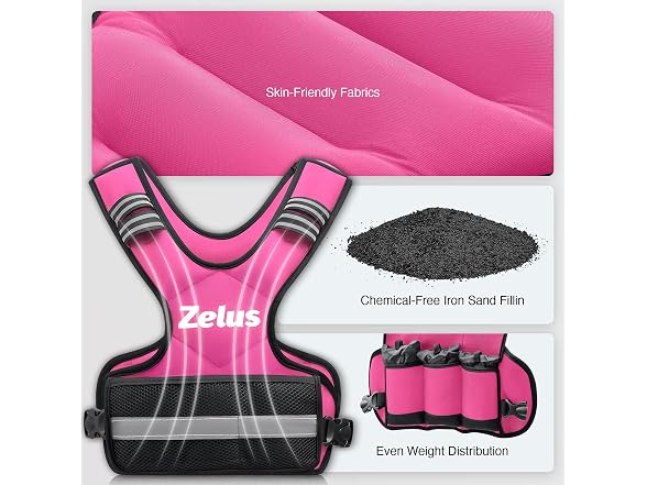 ZELUS Pink Adjustable Weighted Vest 4-10lbs