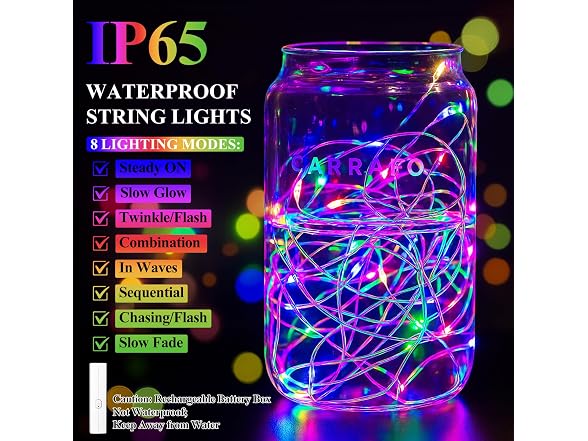 Lakumu B0DQ4QHXMT Rechargeable String Lights Bat