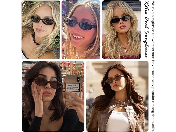 SUNBSR Retro Oval Sunglasses 2 Pack
