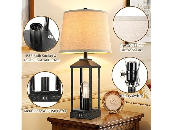 Brightever 28" Farmhouse Table Lamps Set of 2