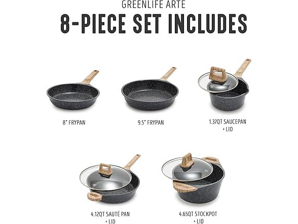 GreenLife 8 Piece Ceramic Nonstick Cookware Set