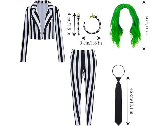 Women's Black and White Striped Suit