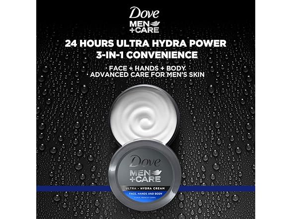 Dove Men+Care Ultra-Hydra Cream with 24 Hour Moisturization, 2.53 FL OZ