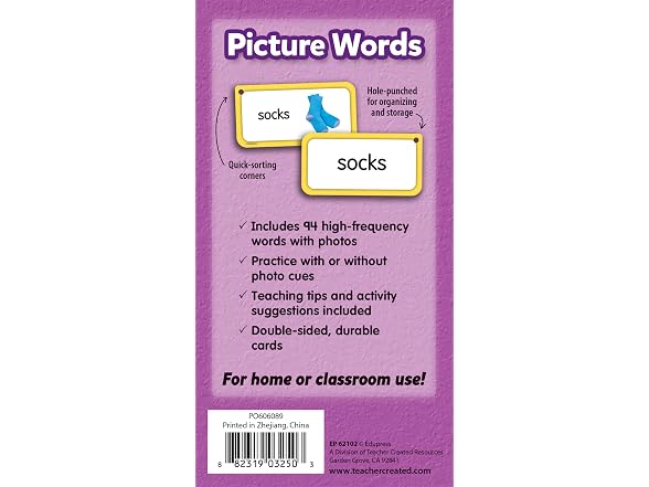 Teacher Created Resources Picture Words Flash Cards