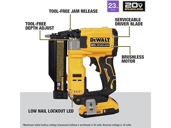 DEWALT DCN623D1 ATOMIC  20V MAX 23GA Pin Nailer Kit